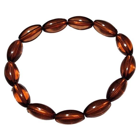 Boho Amber Colored Oval Beaded Stretch Bracelet Retro Fashion Jewelry Women - Picture 1 of 3